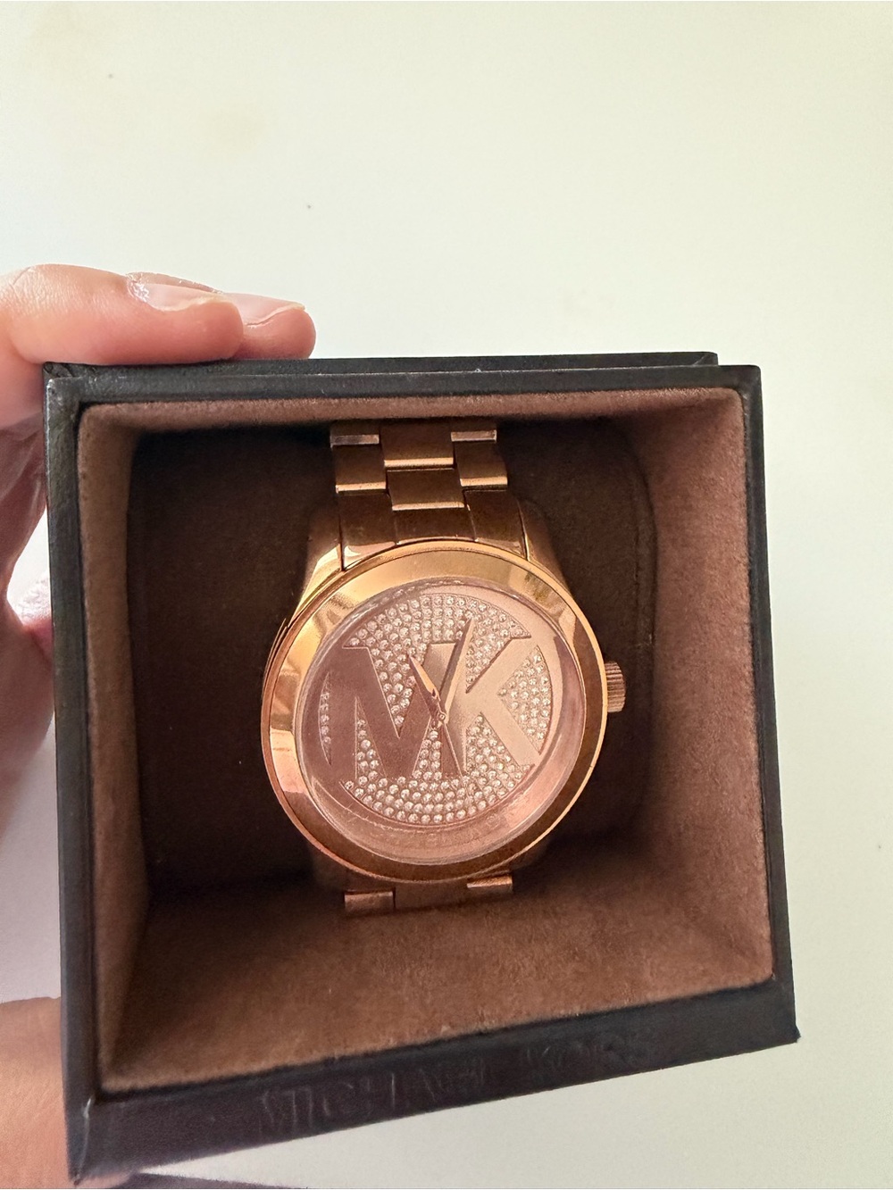 Michael Kors Rose Gold MK Pave Dial Bracelet Watch
